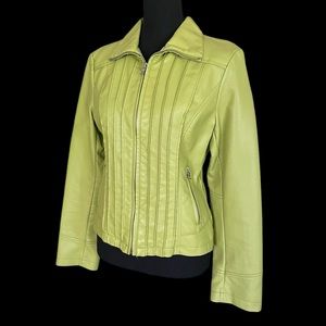 Dressbarn Faux Leather Jacket in Green